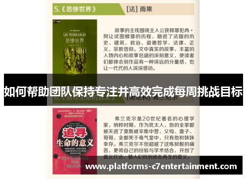 如何帮助团队保持专注并高效完成每周挑战目标 如何帮助团队保持专注并高效完成每周挑战目标